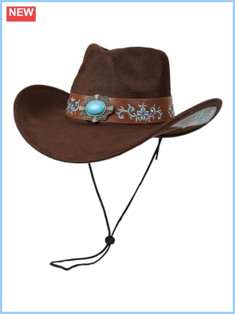 Felt Cowgirl Hat Western Embroidered Cowboy Hat Turquoise Hatband